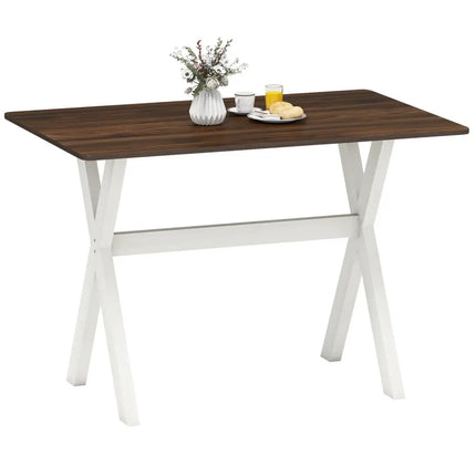 Modern Dining Table Wooden Kitchen Table with X-shaped Frame-White - White - Dining Tables