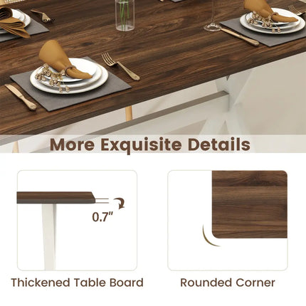 Modern Dining Table Wooden Kitchen Table with X-shaped Frame-White - White - Dining Tables