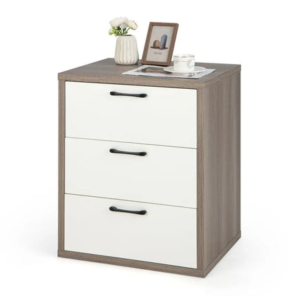 Modern Dresser Nightstand with 3 Slide-Out Drawers Costway