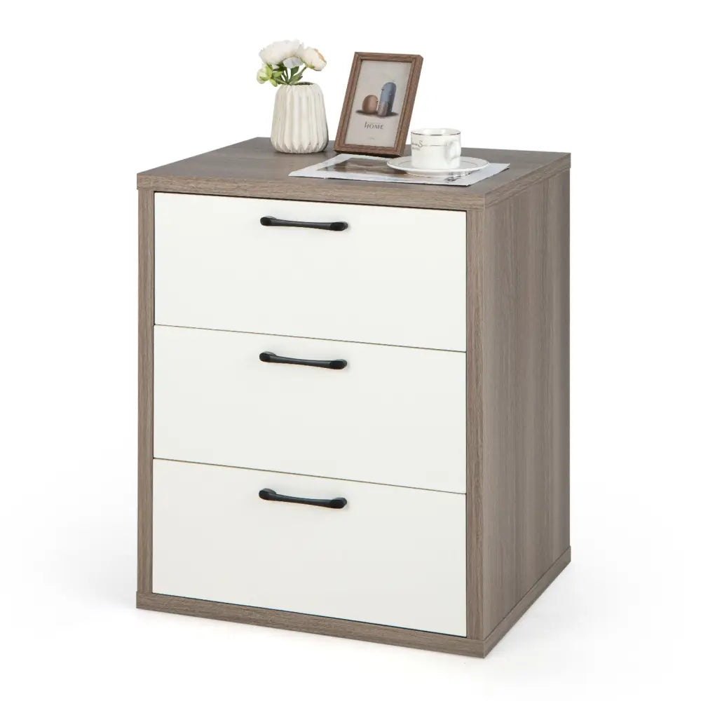Modern Dresser Nightstand with 3 Slide-Out Drawers Costway