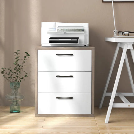 Modern Dresser Nightstand with 3 Slide-Out Drawers Costway