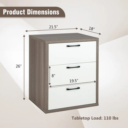 Modern Dresser Nightstand with 3 Slide-Out Drawers Costway