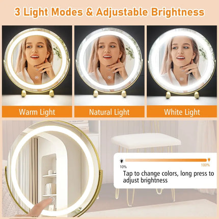 Modern Dressing Table with Storage Cabinet-Off white - Off White - Makeup Vanities