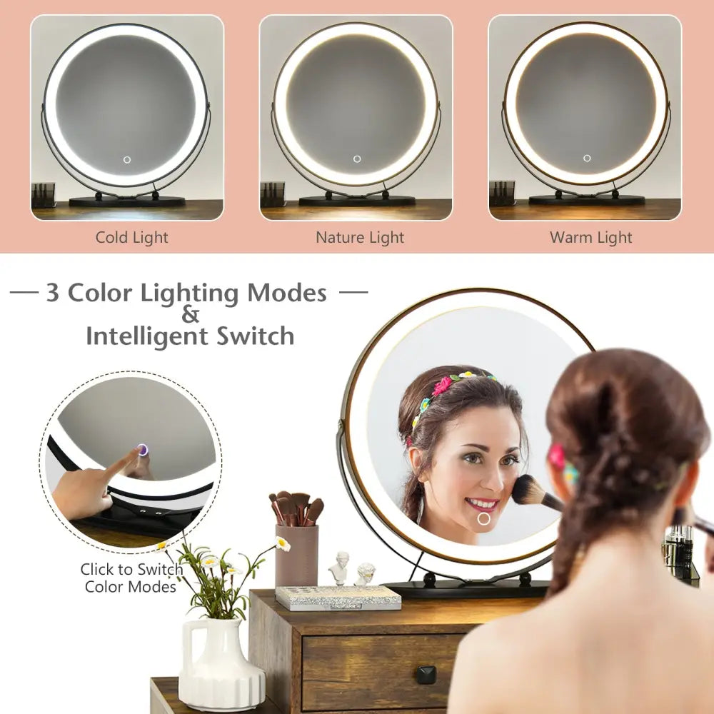 Modern Dressing Table with Storage Cabinet-Rustic Brown - Rustic Brown - Makeup Vanities
