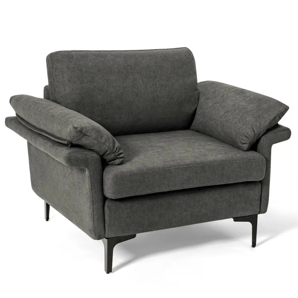 Modern Fabric Accent Armchair with Original Distributed Spring and Armrest Cushions-Gray - Gray - Sofas & Loveseats
