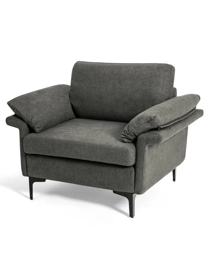 Modern Fabric Accent Armchair with Original Distributed Spring and Armrest Cushions-Gray - Gray - Sofas & Loveseats