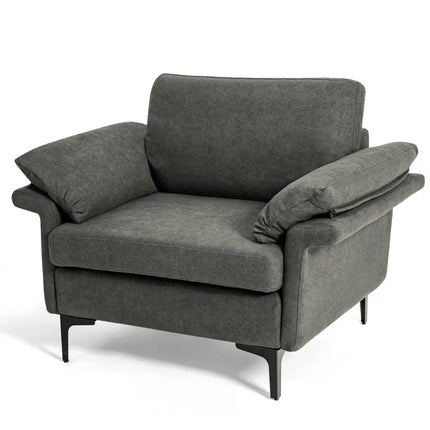 Modern Fabric Accent Armchair with Original Distributed Spring and Armrest Cushions-Gray - Gray - Sofas & Loveseats