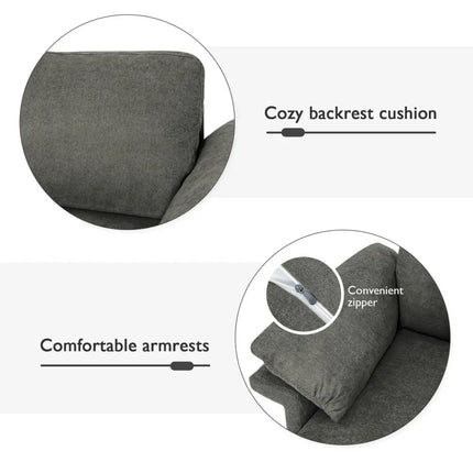Modern Fabric Accent Armchair with Original Distributed Spring and Armrest Cushions-Gray - Gray - Sofas & Loveseats