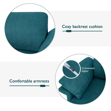 Modern Fabric Accent Armchair with Original Distributed Spring and Armrest Cushions-Peacock Blue - Peacock Blue - Sofas