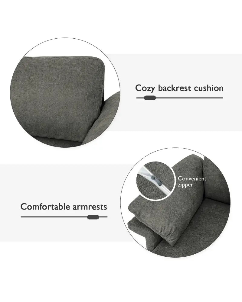 Modern Fabric Accent Armchair with Original Distributed Spring and Armrest Cushions-Gray - Gray - Sofas & Loveseats