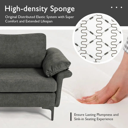 Modern Fabric Loveseat Sofa for with Metal Legs and Armrest Pillows-Gray - Gray - Sofas & Loveseats