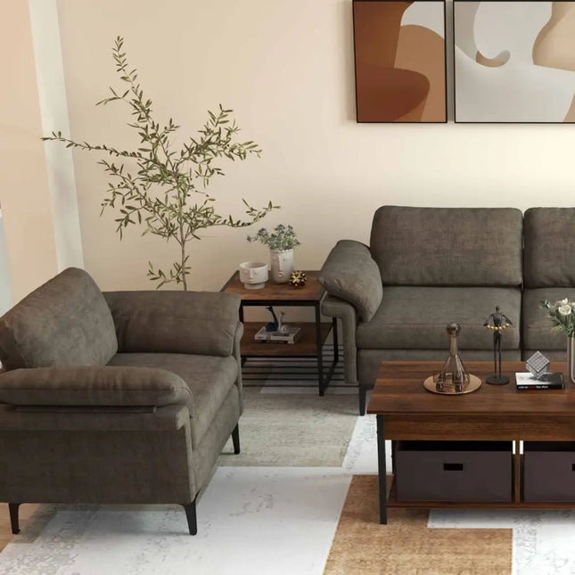 Modern Fabric Sofa and Accent Chair with 2 Side Table for Living Room - Living Room