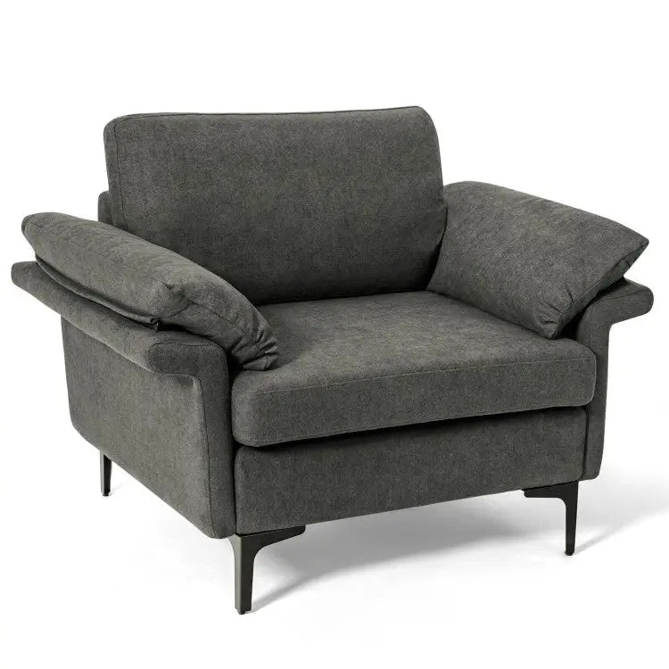 Modern Fabric Sofa and Accent Chair with 2 Side Table for Living Room - Living Room
