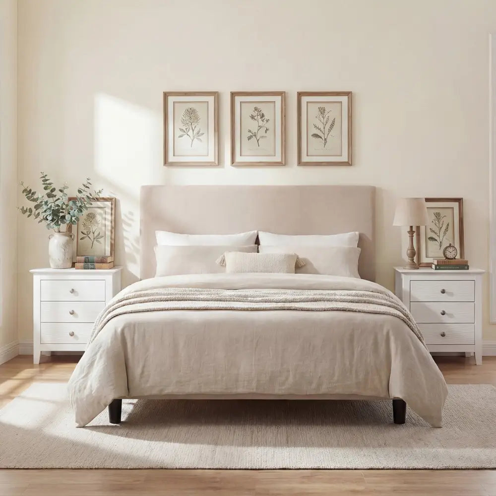Modern Farmhouse 3-Drawer NightStand with Wood Grain Accents and Sleek Knobs-White - White - Nightstands