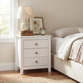 Modern Farmhouse 3-Drawer NightStand with Wood Grain Accents and Sleek Knobs-White - White - Nightstands
