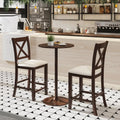 Modern Farmhouse Counter Height Stools with Footrest and Cushion-Walnut - Walnut - Bar Stools