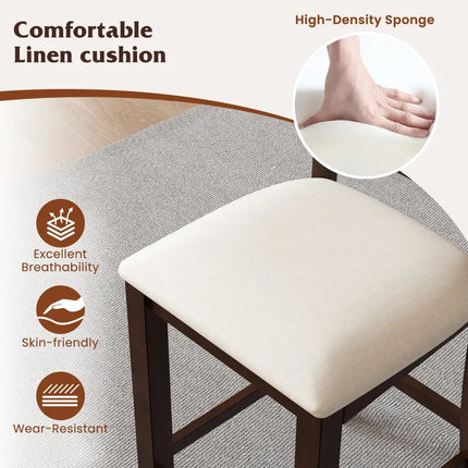 Modern Farmhouse Counter Height Stools with Footrest and Cushion-Walnut - Walnut - Bar Stools