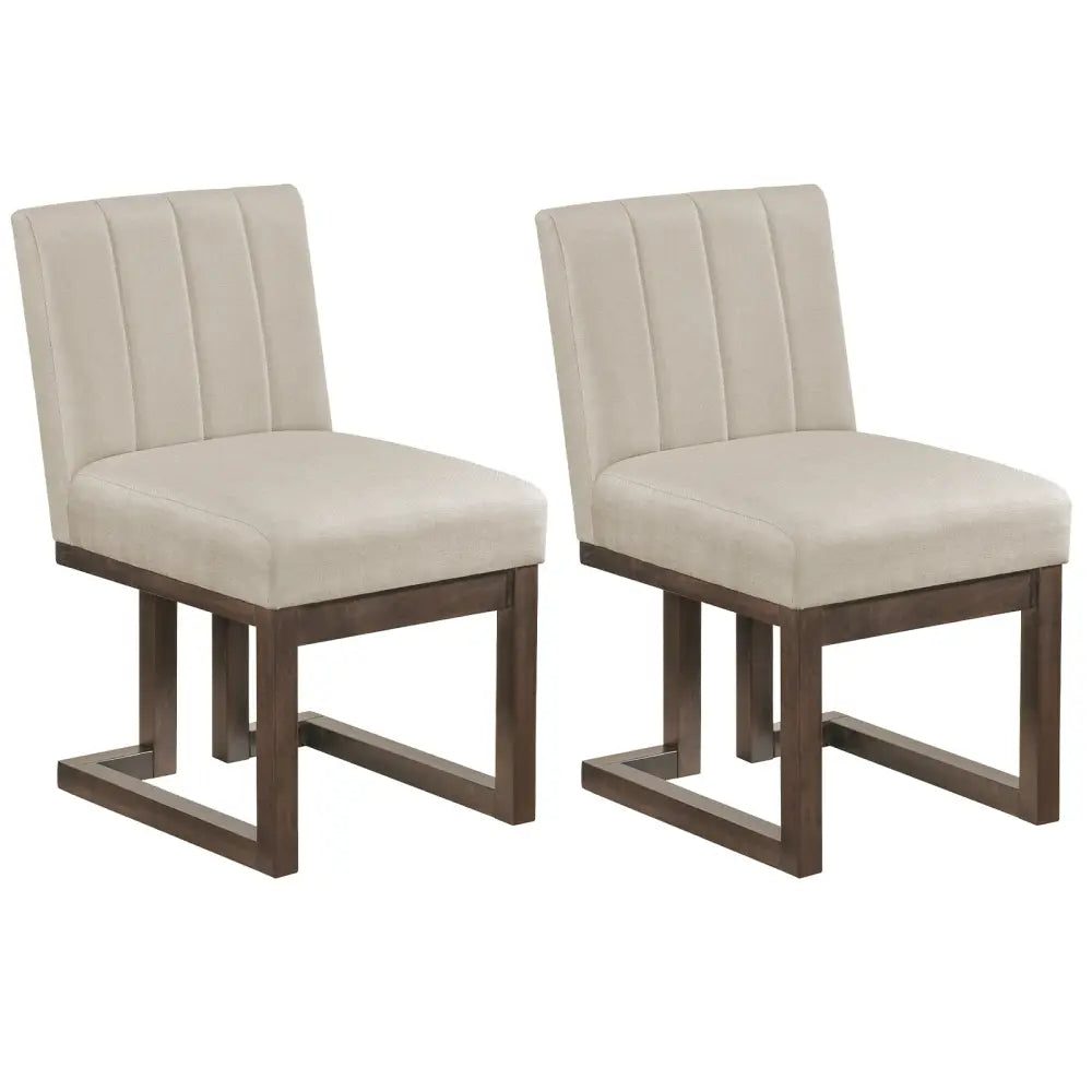 Modern Farmhouse Fabric Dining Chairs Set of 2 with 5.5’’ Thickened Padded Seat-Walnut - Walnut - Dining Chairs