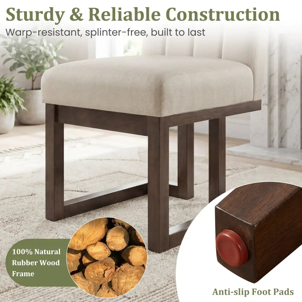 Modern Farmhouse Fabric Dining Chairs Set of 2 with 5.5’’ Thickened Padded Seat-Walnut - Walnut - Dining Chairs