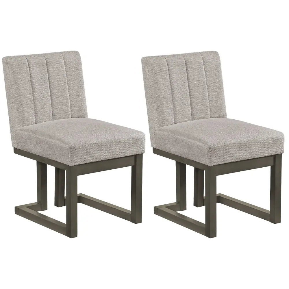 Modern Farmhouse Fabric Dining Chairs Set of 2 with 5.5’’ Thickened Padded Seat-Gray - Gray - Dining Chairs