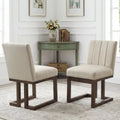 Modern Farmhouse Fabric Dining Chairs Set of 2 with 5.5’’ Thickened Padded Seat-Walnut - Walnut - Dining Chairs