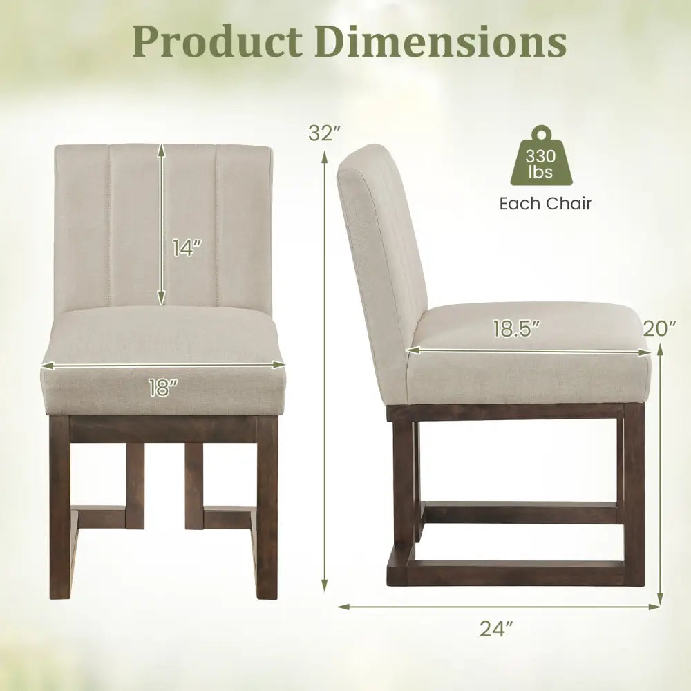 Modern Farmhouse Fabric Dining Chairs Set of 4 with 5.5’’ Thickened Padded Seat-Walnut - Walnut - Dining Chairs