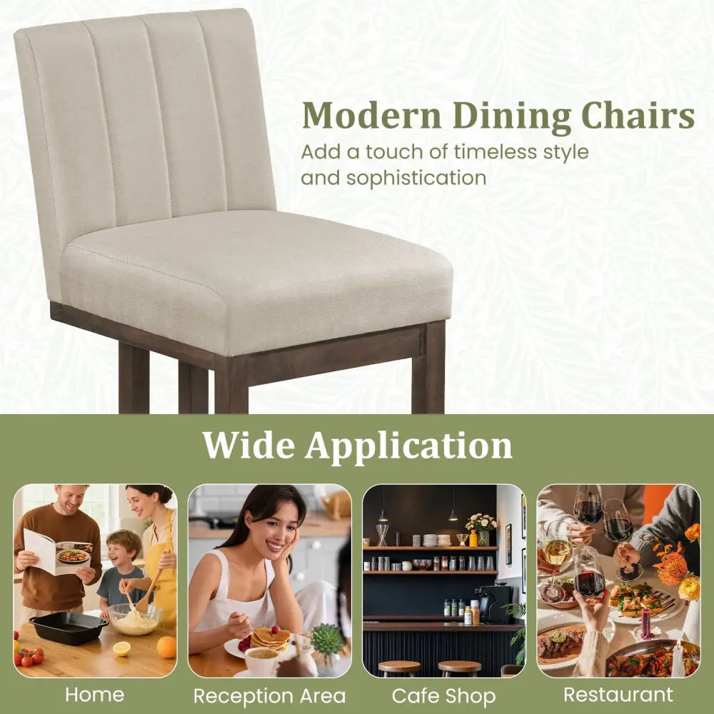 Modern Farmhouse Fabric Dining Chairs Set of 4 with 5.5’’ Thickened Padded Seat-Walnut - Walnut - Dining Chairs