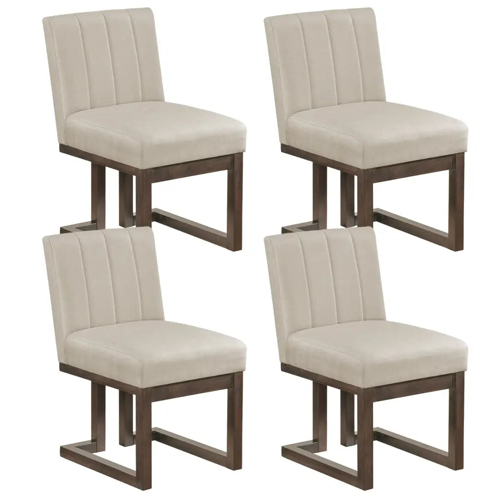 Modern Farmhouse Fabric Dining Chairs Set of 4 with 5.5’’ Thickened Padded Seat-Walnut - Walnut - Dining Chairs