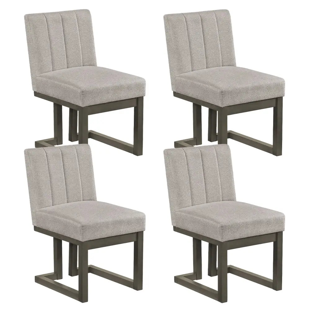 Modern Farmhouse Fabric Dining Chairs Set of 4 with 5.5’’ Thickened Padded Seat-Gray - Gray - Dining Chairs