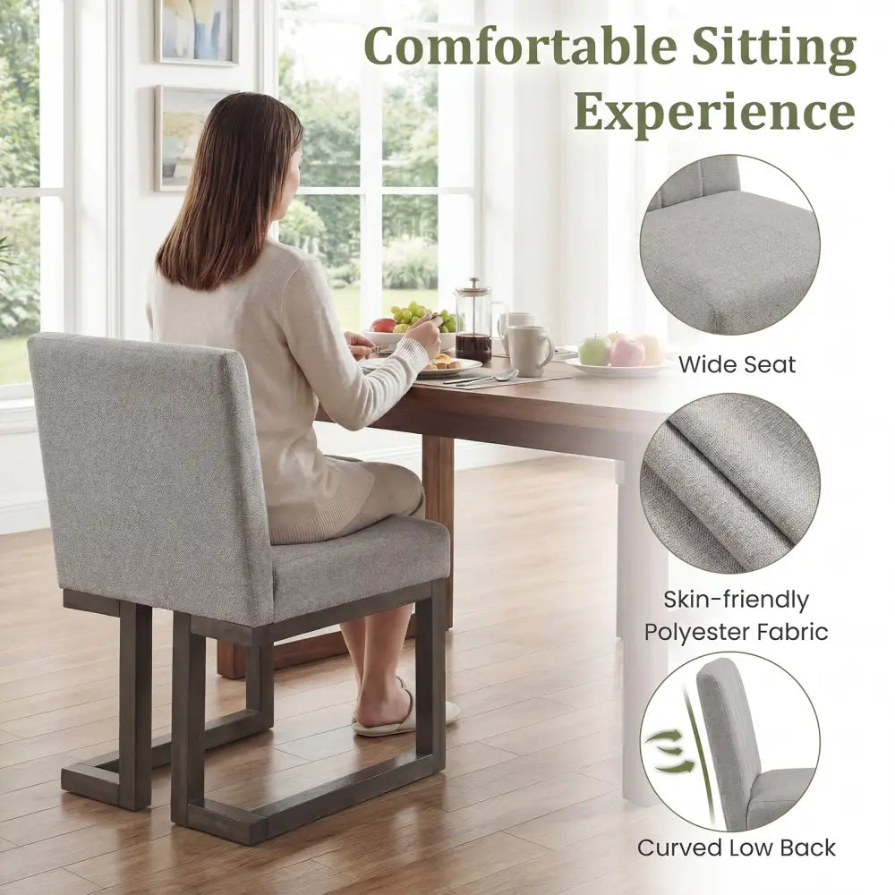 Modern Farmhouse Fabric Dining Chairs Set of 4 with 5.5’’ Thickened Padded Seat-Gray - Gray - Dining Chairs