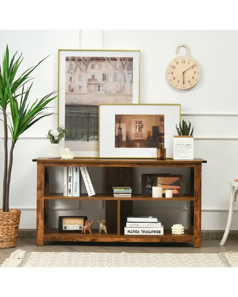 Modern Farmhouse TV Stand Entertainment Center for TV’s up to 55-Inch with Open Shelves-Brown - Brown - Entertainment