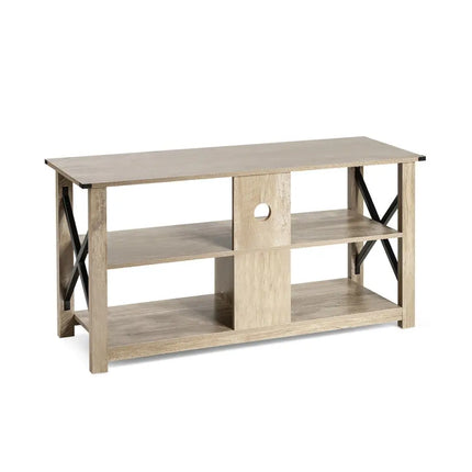 Modern Farmhouse TV Stand Entertainment Center for TV’s up to 55-Inch with Open Shelves - Gray - Entertainment Centers