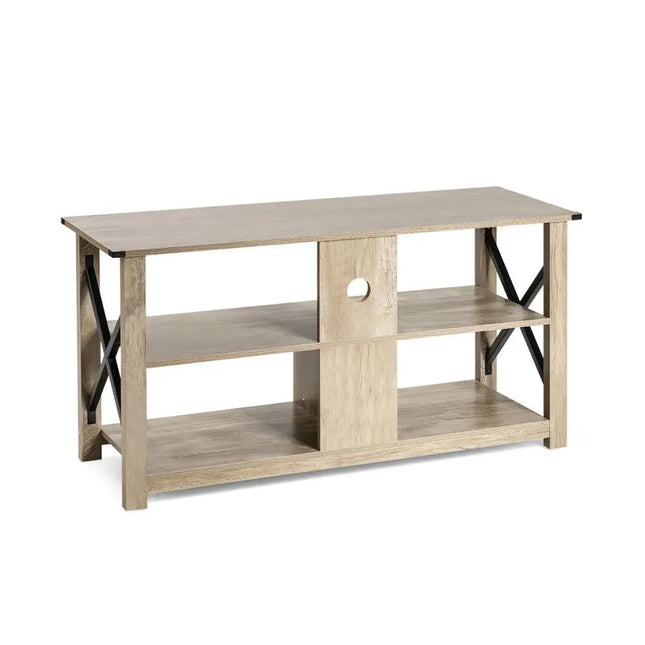 Modern Farmhouse TV Stand Entertainment Center for TV’s up to 55-Inch with Open Shelves - Gray - Entertainment Centers