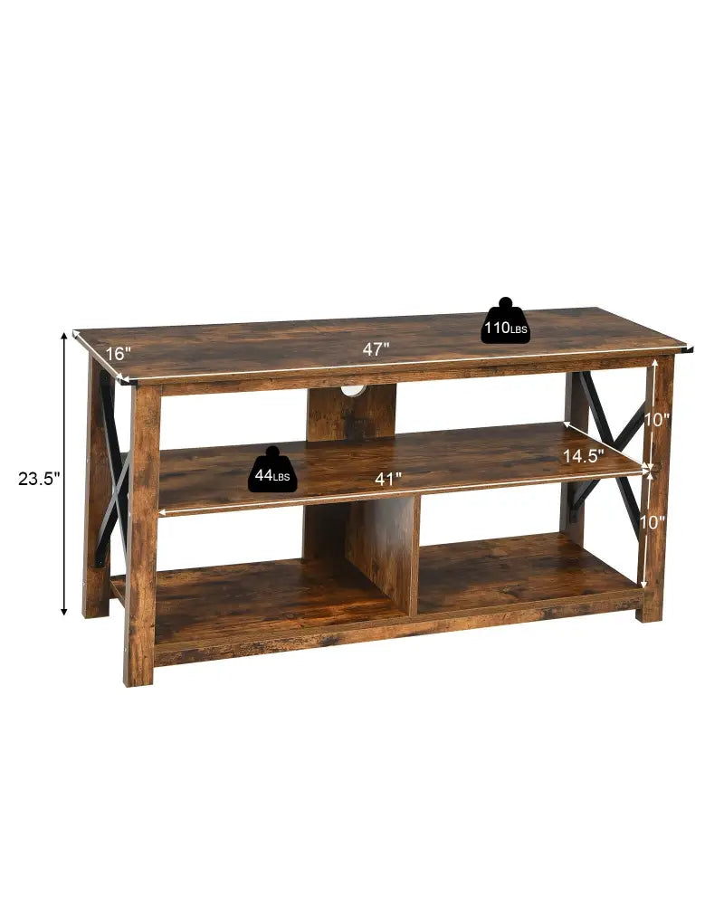 Modern Farmhouse TV Stand Entertainment Center for TV’s up to 55-Inch with Open Shelves-Brown - Brown - Entertainment
