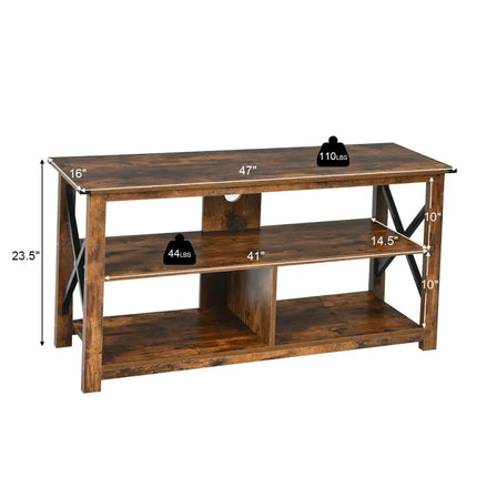 Modern Farmhouse TV Stand Entertainment Center for TV’s up to 55-Inch with Open Shelves-Brown - Brown - Entertainment