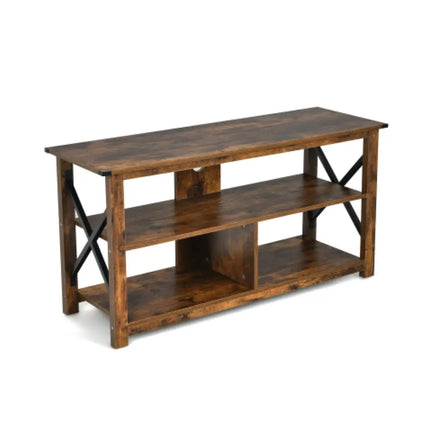 Modern Farmhouse TV Stand Entertainment Center for TV’s up to 55-Inch with Open Shelves-Brown - Brown - Entertainment
