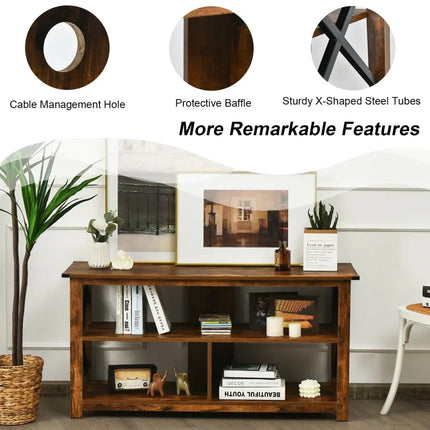 Modern Farmhouse TV Stand Entertainment Center for TV’s up to 55-Inch with Open Shelves-Brown - Brown - Entertainment