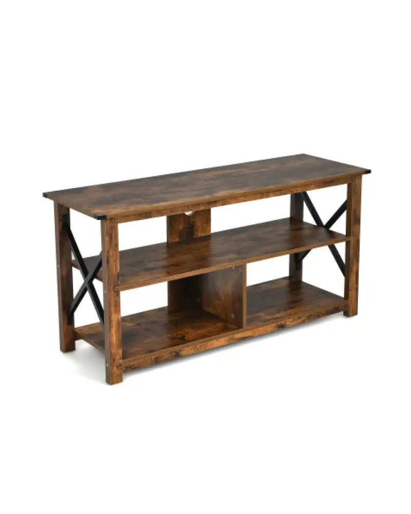 Modern Farmhouse TV Stand Entertainment Center for TV’s up to 55-Inch with Open Shelves-Brown - Brown - Entertainment
