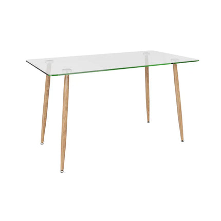 Modern Glass Rectangular Dining Table with Metal Legs-Natural - Natural - Dining Tables