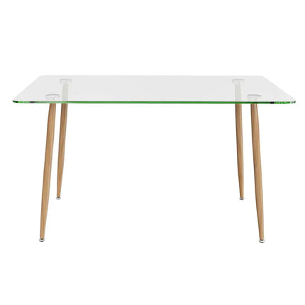 Modern Glass Rectangular Dining Table with Metal Legs-Natural - Natural - Dining Tables