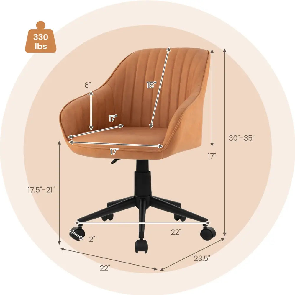 Modern Home Office Chair with Curved Backrest and Comfortable Armrests-Brown - Brown - Leisure Chairs