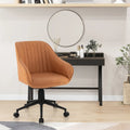 Modern Home Office Chair with Curved Backrest and Comfortable Armrests-Brown - Brown - Leisure Chairs