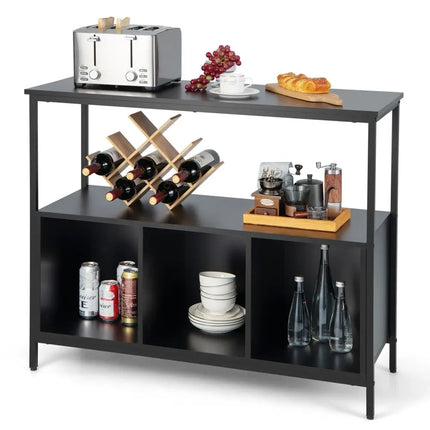 Modern Kitchen Buffet Sideboard with 3 Compartments-Black - Black - Sideboards Cabinets & Buffets