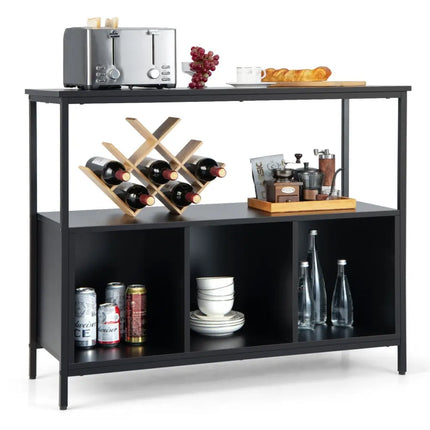 Modern Kitchen Buffet Sideboard with 3 Compartments-Black - Black - Sideboards Cabinets & Buffets