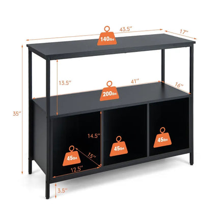 Modern Kitchen Buffet Sideboard with 3 Compartments-Black - Black - Sideboards Cabinets & Buffets