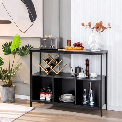 Modern Kitchen Buffet Sideboard with 3 Compartments-Black - Black - Sideboards Cabinets & Buffets