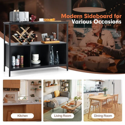 Modern Kitchen Buffet Sideboard with 3 Compartments-Black - Black - Sideboards Cabinets & Buffets