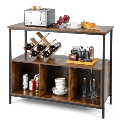 Modern Kitchen Buffet Sideboard with 3 Compartments-Rustic Brown - Rustic Brown - Sideboards Cabinets & Buffets