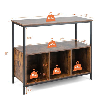 Modern Kitchen Buffet Sideboard with 3 Compartments-Rustic Brown - Rustic Brown - Sideboards Cabinets & Buffets