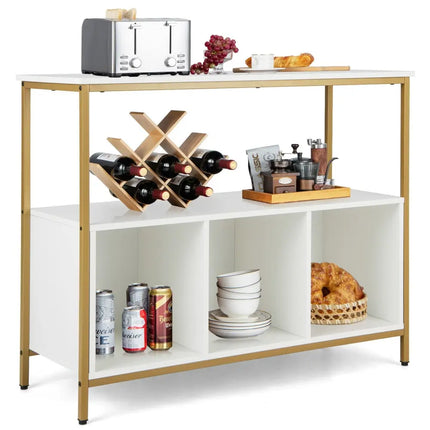 Modern Kitchen Buffet Sideboard with 3 Compartments-White - White - Sideboards Cabinets & Buffets